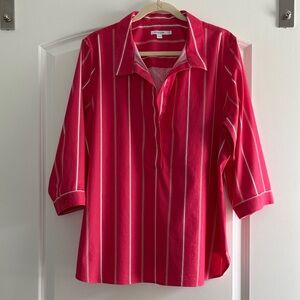Chico's Vibrant Pink Striped Button Down Shirt